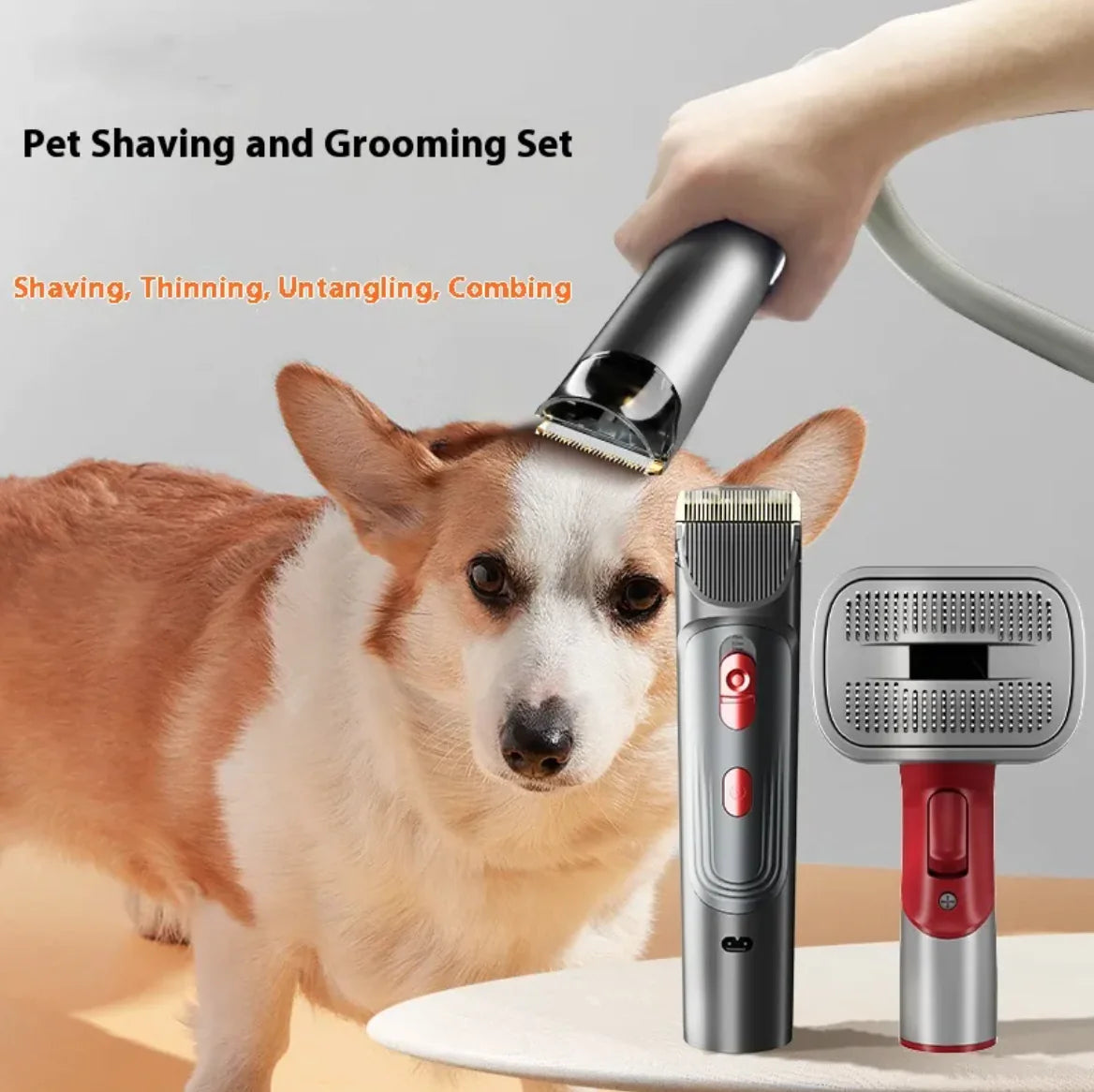 Complete Pet Grooming Kit with Hair Vacuum for Cats and Dogs